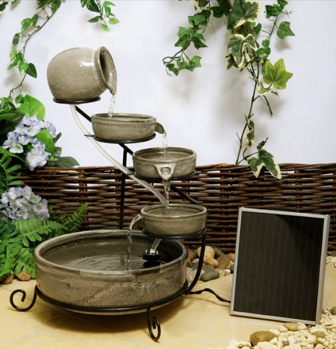 Ladonas Solarbrunnen aus Steingut mit LED-Beleuchtung - 2