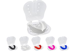 5RIDGE Protège-dents pour adultes, seniors, juniors, enfants, jeunes, parfaits pour l'école, les sports de combat, le rugby, le football, le hockey, le MMA, la boxe, (Junior(<11), Blanc)