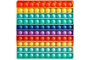 Captor Pop Push It Grande 20 x 20cm Giocattolo Antistress Push Pop 10 x 10 Palline - Modello Quadrato Arcobaleno in Silicone di Alta qualità Adatto per la Scuola Adulti e Bambini(1 Linea per Colore)