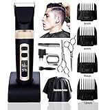 BAORUN Tondeuse Cheveux Homme Professionnel Model.A8S , Tondeuse Barbe, Tondeuse Cheveux Homme précision sans Fil, Affichage LED, Lame coniques, 4 Guide de Coupe, Longueur de Lame avec 0.8mm-2.0mm