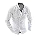 Produktbild Herren Hemd T-shirt,Dasongff Herren Business Hemd Casual Langarm-Shirt Druck Punkte Langarmshirt Freizeithemd Hemden männer Shirt Tops (M, Weiß)