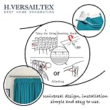 H.Versailtex Gardine blickdichte, Petrol VerdunkelungsGardine mit Kräuselband, Energiespar & Wärmeisolierend, 2 Stück 137 CM x 116 CM (H x B), 2er-Set - 2