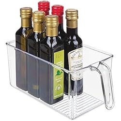 mDesign boite de rangement - boite pour frigo idéale pour la cuisine, le placard ou le frigo - bac alimentaire en plastique avec large ouverture et poignée intégrée - transparent