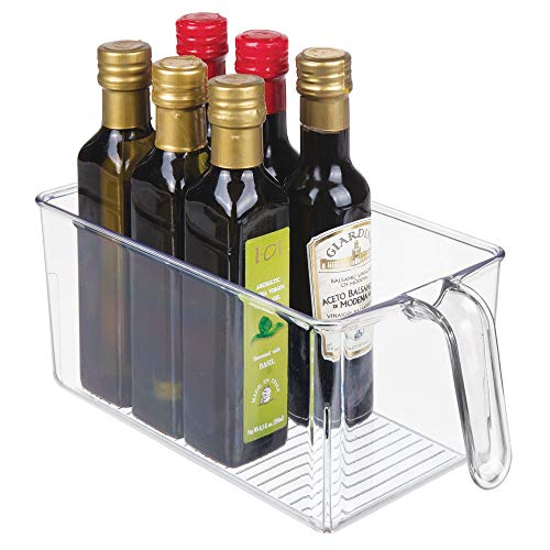 mDesign boite de rangement - boite pour frigo idéale pour la cuisine, le placard ou le frigo - bac alimentaire en plastique avec large ouverture et poignée intégrée - transparent