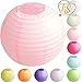 Produktbild TtS 25cm Papier Laterne Lampion Rund Hochtzeit Party Dekoration (Hellrosa)
