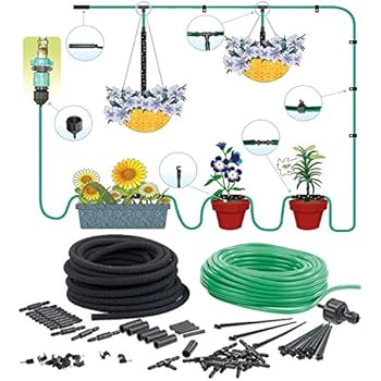 Wifehelper Bewässerungsschlauch-Kit, 15 m 20 Kupferdüse Hosepipe