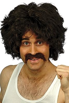SMKMI Smiffys - SM42236 - Kit Retro Perruque Et Moustaches Brunes - Taille Unique