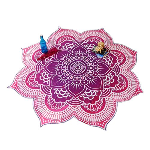 Pixnor Mandala Runde Lotus Strand werfen Gobelin Decke Wolldecke Hippie Boho Zigeuner Tischdecke Strandtuch Runde Yoga Matte lila - 2