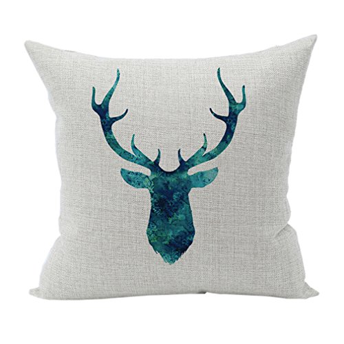 Nunubee Tier Kissenbezug Dekokissen Haus Dekoration weich Quadrat Sofa Kissen Blau Geweih