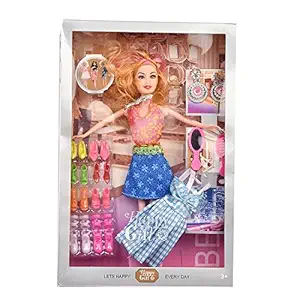 FLIPBOAT Kids Doll Set for Girls Kids with Fordable Hand and Leg Shoe Doll Girl Doll Baby Fashion Doll with Shoes Fashion Accessories Kit Doll House Doll Accessories