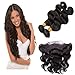 Produktbild YiYa Brasilianisch Virgin Echthaar Tressen Lace Frontal Closure 13"x4" mit 2 Stucks Haarverlängerungen Doppel Gezeichnet Naturschwarz Korper Wellig Echthaar 12"14" Tressen+8" Frontal