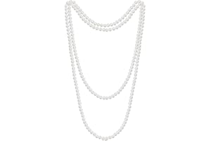 jerbro 1920s Gatsby Kostüm Perlenkette Accessoires Lange Künstliche Perle Halskette für Damen Halloween Fasching Dress Karneval Cosplay Party