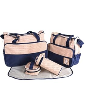 LATH.PIN® 5teiliges Bär Baby Wickeltaschen Messenger Bag Umhängetasche Mama Handtasche