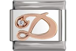 Italian Charms Rose Gold Letter A-Z Charm Link fits all 9mm Bracelet - UK stock