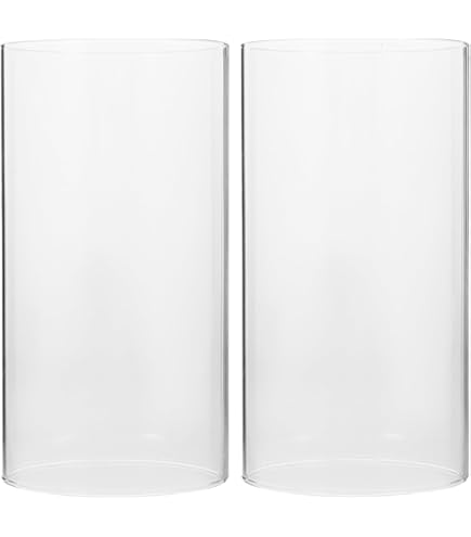 HOMSFOU Glazen cilinders voor kaarsen, 4 stuks, winddichte koepel voor kandelaar, reservecilinder, kaarsenstandaard zonder bodem, voor thuis, woonkamer, bruiloft, tafeldecoratie 8 x 10 cm