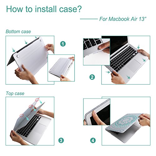 Case MacBook Air 13 Hülle Blau und weiß，iCasso Medallion Design Ultra Slim Dünn Kratzfeste matt rutschfest Hartschale Kunststoff Schutzhülle Snap case für MacBook Air 13 Zoll (Modell: A1369 / A1466) - 9