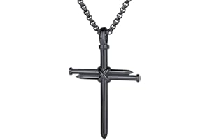 FaithHeart Crocifisso Collana Uomo Collezione Collana Croce Uomo Cristiano Collana Crocifisso Uomo Acciaio Inox 316L Collana Argento Nero Oro 55+5 CM Protezione Battesimo Cattolico