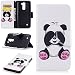 Produktbild Fine Finet Hülle für LG K8, Leder Flip Case Niedlich Panda Muster Lederhülle Protective Cover Ledertasche Handyhülle Wallet Schutzhülle mit Standfunktion, Schwarz Augen
