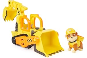 Rubble & Crew, Veicolo da lavoro di Rubble, Bulldozer giocattolo con parti mobili e personaggio da collezione, giocattoli per bambini dai 3 anni in su