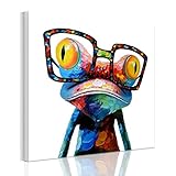 Pinturas Modernas con Marco -Rana Con Gafas, Cuadro Pintura de Pared Impresión de Moderna Lona...