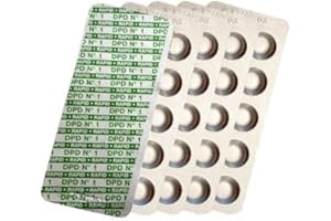 harren24 Pastillas de prueba (Rapid) DPD 1 Cloro, DPD4 Oxígeno Activo, Alcalinidad M, CYA, Rojo Fenol Valor en pH Comprobador de agua de piscina 50, 100, 250, 500x (DPD1 / 50 Pastillas)