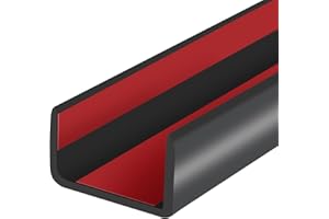 PROTALWELL U Shaped Edge Banding, Self-Adhesive Flexible Rubber Edge Trim, Protector for Plywood, Shelf, Counter Top, EPDM Material, Size 25mm, Fit 24mm-26mm Thick Edge, Black