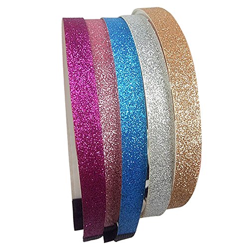 5Pcs Baby Infant Kids Girls Hairband Sparkly Glitter Hair Band Decoration Accessories with Teeth Shape for Shower Birthday Party Family Photo