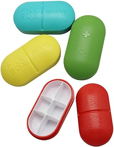 tfrdertuuigf Portable Pill Box Oval 6 Grid Compact Medical Capsule Case Organizer Tool