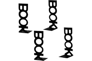 LdawyDE Bookends, Metal Bookends, Letter Pattern, Book Holder, Bookholder, Bookend, Art Decoration, Bookends for Desk, Office, Bookshelf for Books, DVDs, Magazines