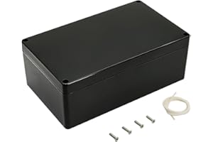 LeMotech Scatola di progetto in ABS, custodia per progetti elettrici fai-da-te, impermeabile, antipolvere, IP65, scatola di derivazione elettrica, custodia esterna per elettronica, nero, 200 x 120 x