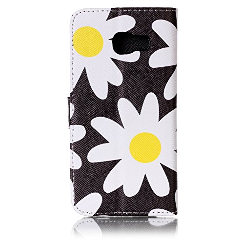 Galaxy A5 2017 Hülle,Samsung Galaxy A5 2017 Handyhülle Brieftasche,Elegante Weiß Blumen Muster Leder Schutzhülle Case Etui im Bookstyle Weiche Inner Magnetverschluss Protektiv Flip Hülle Tasche Wallet Telefon-Kasten Case Cover mit[Ständerfunktion] und [Kartenfächer]für Samsung Galaxy A5 2017+1xSchwarz Glitzer Bling Eingabestift-Weiß Blumen - 3
