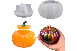 ZOUWEL Molde de Silicona para Velas en Forma de Calabaza Con Tapa - Moldes para Fundir Velas (Calabazas)