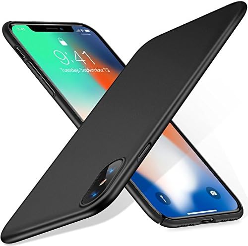 iPhone X Case, Ubittek Snug-Fit Slender [Matte Black] Extreme Lightweight & Thin Superior Coating PC Hard Skin Cover for iPhone X