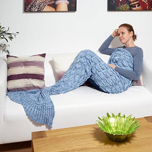 Luxury Mermaid Tail Blanket with Crochet Hand Knitted Scales Wrap Quilt Throw for Adult By Kreative Kraft™