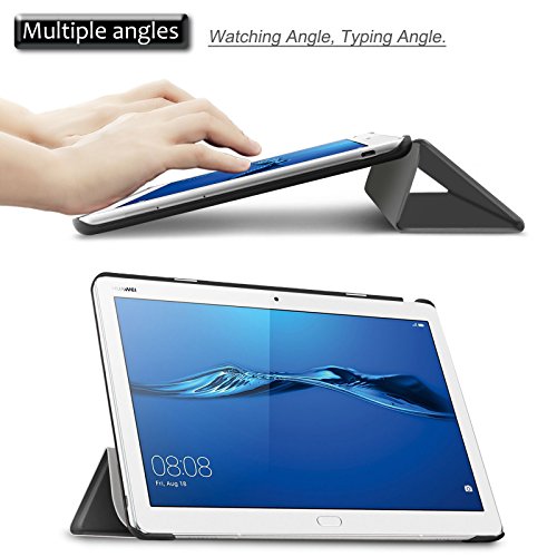 Huawei MediaPad M3 10 Lite 10 Hülle Case, Infiland Ultra Dünn Tri-Fold Muschel PU Leder Ultra Schlank Superleicht Ständer Shell Cover Schutzhülle Etui Tasche für Huawei MediaPad M3 10 Lite 10 (Weltraum Grau) - 4