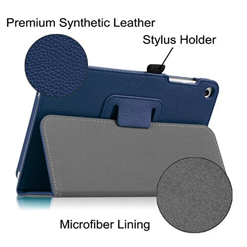 Fintie Huawei MediaPad T1 8.0 Hülle – Slim Fit Kunstleder (Folio) Schutzhülle Tasche Case Cover Standfunktion und Stylus-Halterung für Huawei MediaPad T1 8.0 Zoll 3G / WiFi Tablet-PC, Marineblau - 4