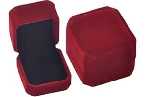 iSuperb 2pcs Velours Boîte de Rangement Bijoux pour Bagues Pendentif Écrin Double pour Alliances de Mariage Fiançailles Earrings Jewelry Box