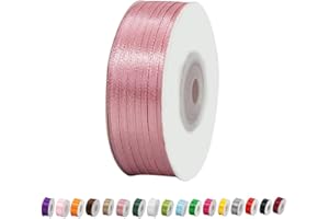 YAYAFUNFUN Nastro di Raso 3mm Rosa Scuro, 92 Metri Nastro Doppio Raso per Artigianato, Natale, Decorazioni, Confezioni Regalo, Feste di Compleanno, Matrimoni, Bomboniere ﻿