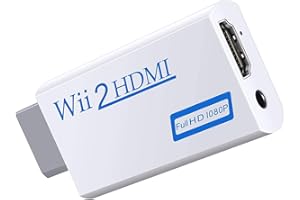 MEETTIKEY Adaptateur wii hdmi, Convertisseur Wii vers Hdmi, Prend en Charge Tous Les Modes D'Affichage Wii Adaptateur HD 1080p avec Sortie Audio 3,5 Mm Et Hdmi pour Moniteur Wii, TV, Projecteur (Blanc)