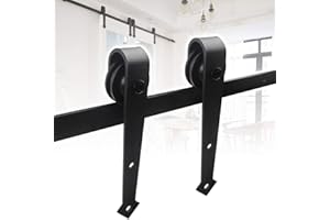 EINFEBEN Juego de herrajes para puerta corredera, 200 cm, forma de flecha, carril para puertas correderas de 1 m, longitud de la puerta corredera de madera y cristal capacidad de peso de 150 kg