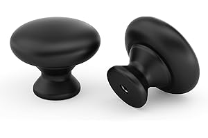 goldenwarm 10 Pack Black Knobs, Matte Black Kitchen Cupboard Knobs Round