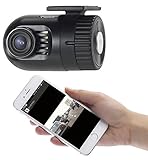 Ultrakompakte Auto-Kamera mit App-Steuerung und Video-Ausgang für externe Monitore • Hochauflösende Fahrten-Videos in HD: 1280 x 720 Pixel bei 30 Bildern/Sekunde (720p), 1920 x 1080 Pixel (Full HD 1080p, interpoliert), Format: AVI • Einfache Bedienung über 4 Tasten für Aufnahme/Pause und Menü-Navigation • Speicher: Steckplatz für microSD(HC)-Karte bis 32 GB (bitte dazu bestellen) • LED-Statusanzeige • Mini-Maße (B x Ø): 63 x 40 mm, Gewicht: 50 g