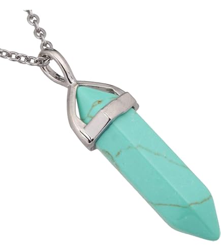 Collier bohème bleu turquoise et éclats : bijoux en pierre naturelle et cristal - France