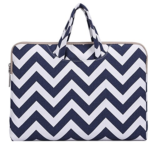 MOSISO Chevron Segeltuchstoff Hülle Sleeve Aktentasche für 15-15,6 Zoll MacBooks, Laptops Farbe: Blau