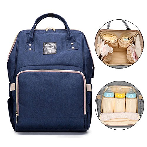 Preisvergleich Produktbild Bonamana Multifunktions-Großraum-wasserdichte Baby-Windel-Rucksack-Beutel-Windel-Ei... (Blau)