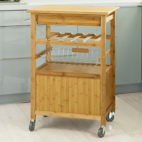 SoBuy® Servierwagen aus hochwertigem Bambus,Küchenwagen,Küchenregal, B60xT40xH92cm FKW09-N - 2