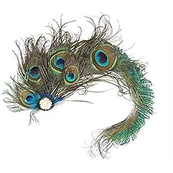 LHKJ Pinza Pelo de Pluma de Pavo Real Tocado para Novia Fiestas Diadema para el Pelo con Plumas de Pavo Real, Accesorios para Las Mujeres y Las Niñas