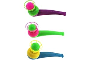JIzian 3pcs Random Color Floating Blow Pipe Balls Game Toys, Floating Blow Pipe & Balls Balance Blowing Toys, Stress Reliever Balance Blowing for Toddlers Kids Adults Funny Party Supplies