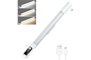 DVNOUA Luce Armadio Led Con Sensore di Movimento/Display Digitale, 38CM Luce Led Sottopensile Cucina 1200mAh 44 LED 4 Modalità 3 di Colori Dimmerabile, Luci Led Cucina USB Ricaricabile Per Scale Corridoio