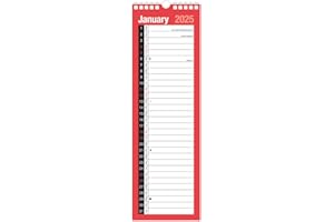 KARRMA LTD. 2025 Calendar Slim Month to View Spiral Bound Wall Planner Organiser Calendar for Home Business Office School 1 January 2025 to 31 December 2025